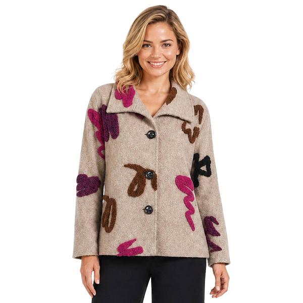 Petite Ali Miles Long Sleeve Point Collar Alphabet Print Button - image 