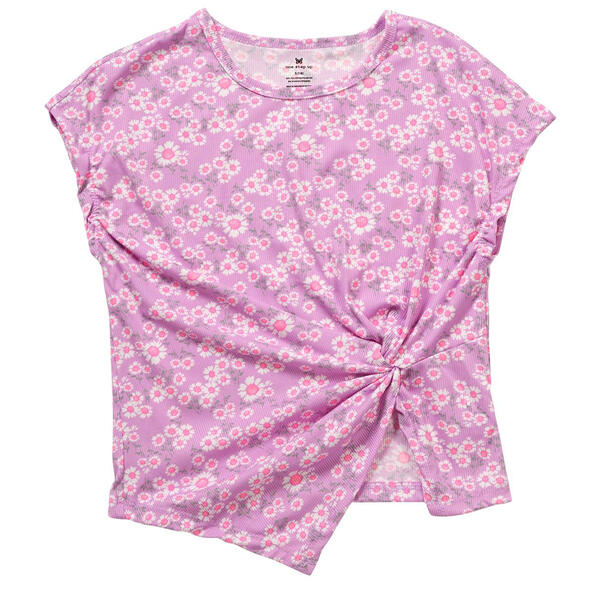 Girls &#40;7-16&#41; One Step Up Daisy Rib Top w/ Twisted Front - image 