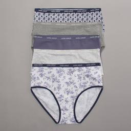 Womens Laura Ashley(R) 5pk. Brief Panties with Logo - LS9221-5PKRG