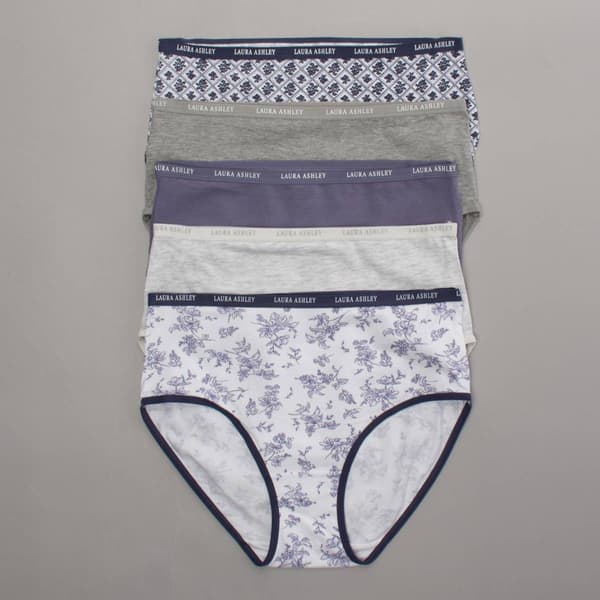 Womens Laura Ashley(R) 5pk. Brief Panties with Logo - LS9221-5PKRG - image 