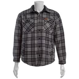 Mens Mountain Ridge Plaid Fleece CPO Jacket - Black/Grey