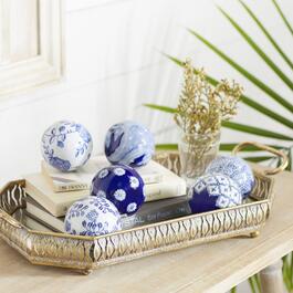 9th & Pike&#174; Vintage Style Blue Ceramic Decorative Balls-Set of 6
