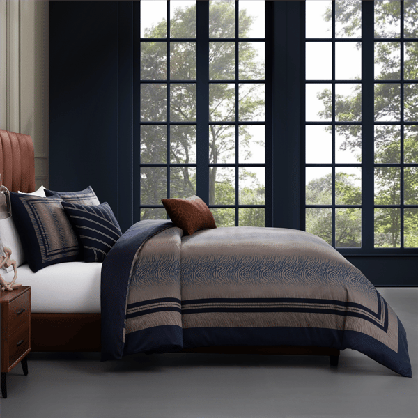 Bebejan Dark Blue Animal Prints 5pc. Reversible Comforter Set