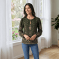 Womens Nanette Lepore Long Sleeve Keyhole Floral Blouse - image 1