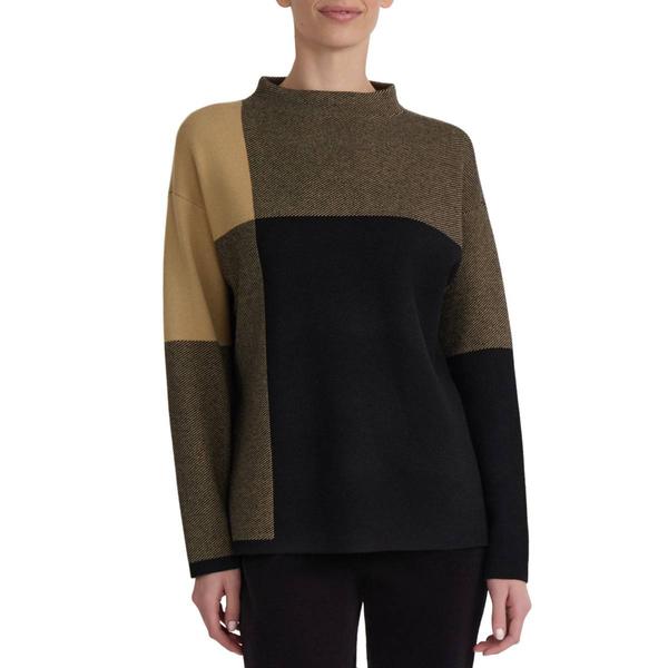 Womens Jones New York Long Sleeve Funnel Neck Colorblock Sweater - image 