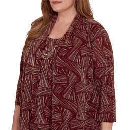 Plus Size Alfred Dunner Union Square Shimmer Two in One Blouse