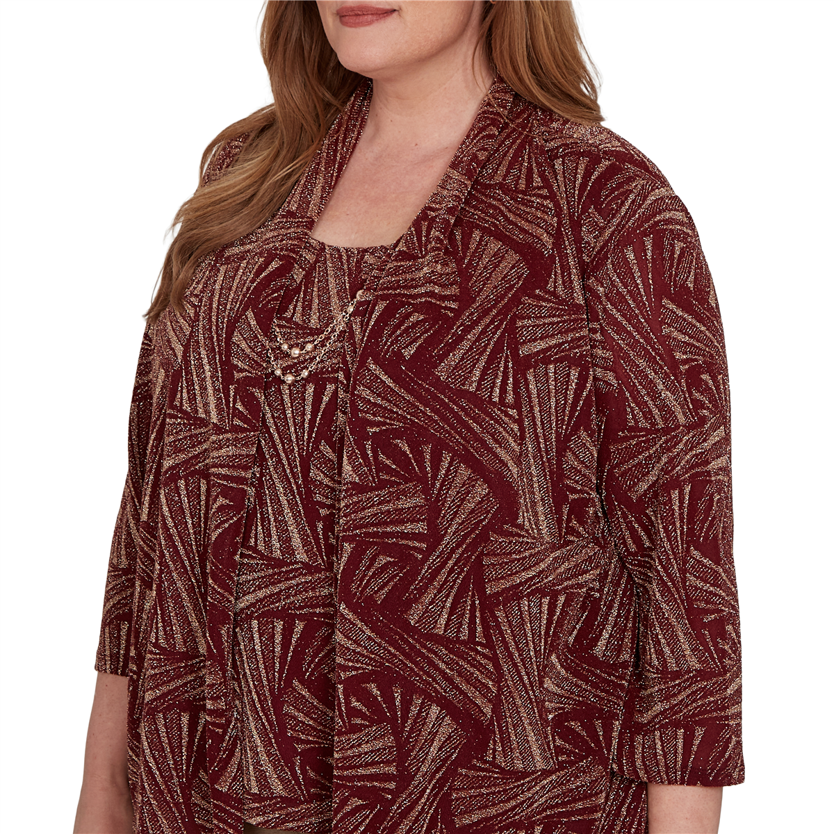 Plus Size Alfred Dunner Union Square Shimmer Two in One Blouse
