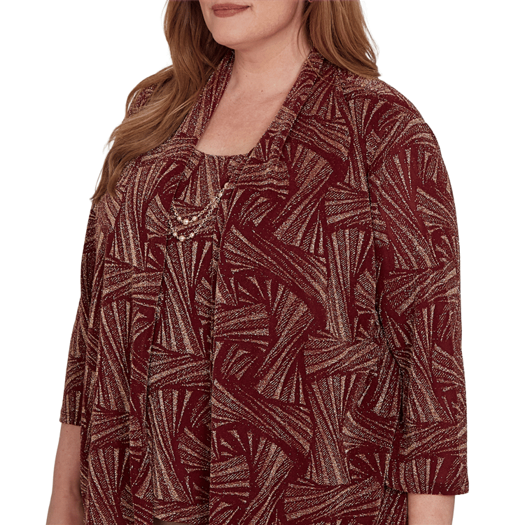 Plus Size Alfred Dunner Union Square Shimmer Two in One Blouse
