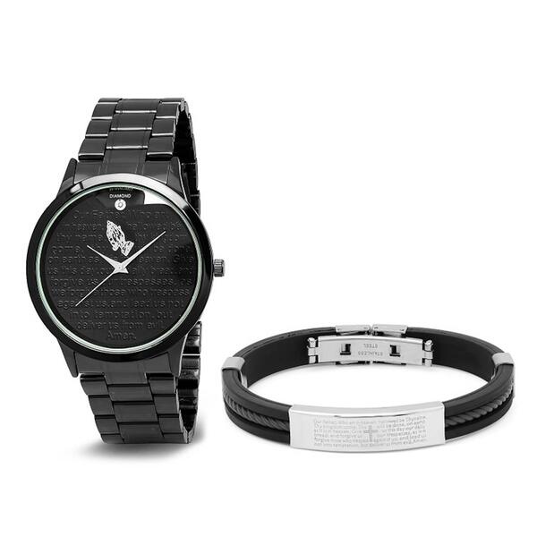 Mens Steeltime Prayer Watch And Bracelet - 998018W711097B - image 