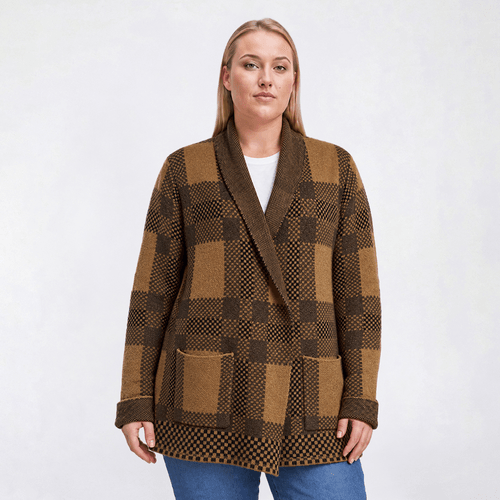 Plus Size Preswick & Moore(R) Long Sleeve Open Front Plaid Cardigan - image 