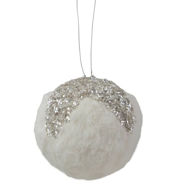 Northlight 4.25in. Glittered White and Silver Sequined Christmas