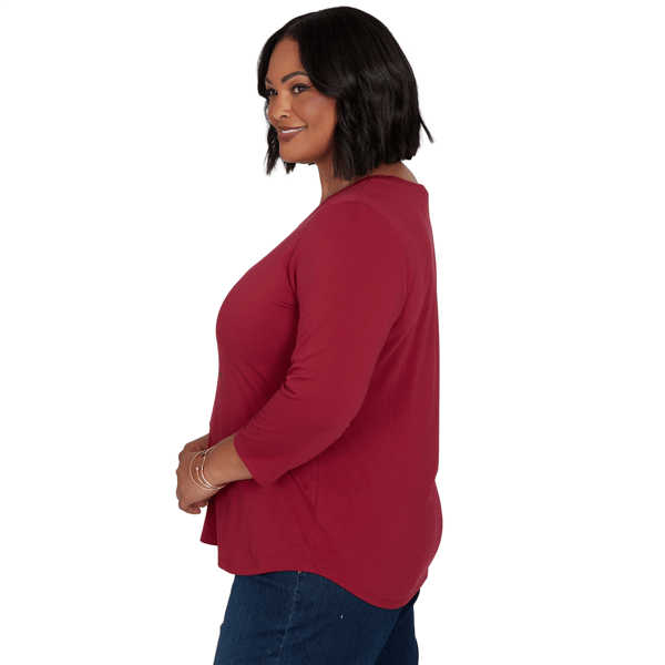Plus Size Ruby Rd. Must Haves II 3/4 Sleeve Pawsitive Vibes Tee