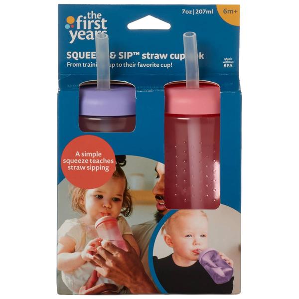The First Years 2pk. 7oz. Squeeze & Sip Straw Cup - image 