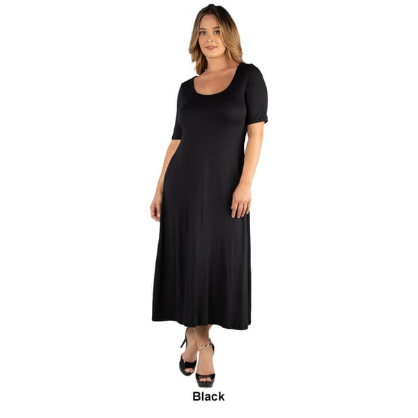 Plus Size 24/7 Comfort Apparel 3/4 Sleeves Maxi Dress