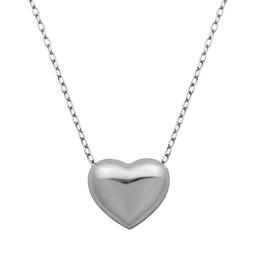 Simple Rhodium Plated Sterling Silver Heart Necklace