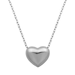 Simple Rhodium Plated Sterling Silver Heart Necklace