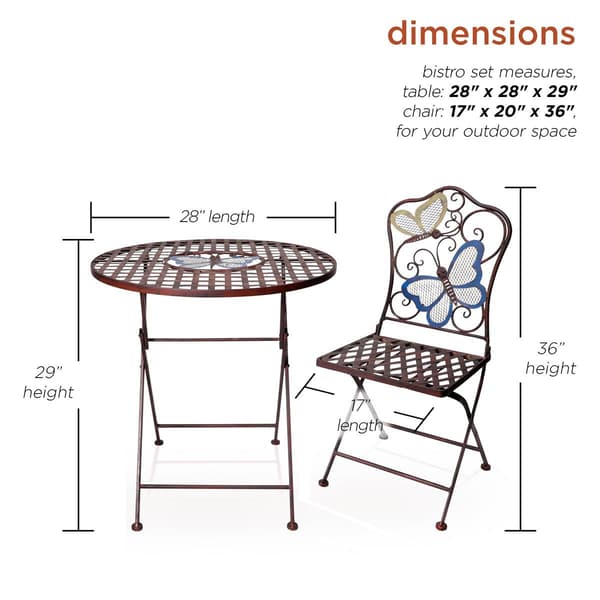 Alpine 3-Piece Rustic Butterfly Bistro Set