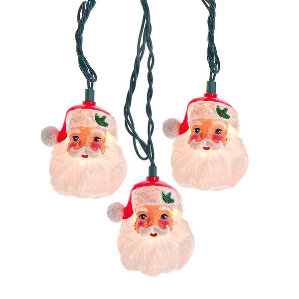 Kurt Adler UL 10-Light Santa Head Light Set - image 