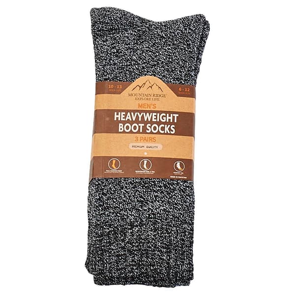 Mens Mountain Ridge(R) 3pk. Seven Apparel Boot Socks - Black/White - image 