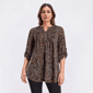 Petite Notations 3/4 Sleeve Split Neck Pleated Paisley Blouse - image 1