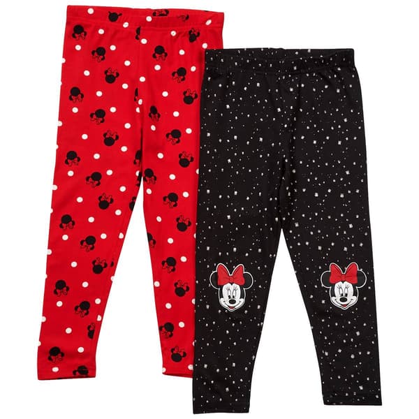 Girls &#40;4-6x&#41; Disney 2pk. Minnie Mouse Shimmer & Dot Leggings - image 