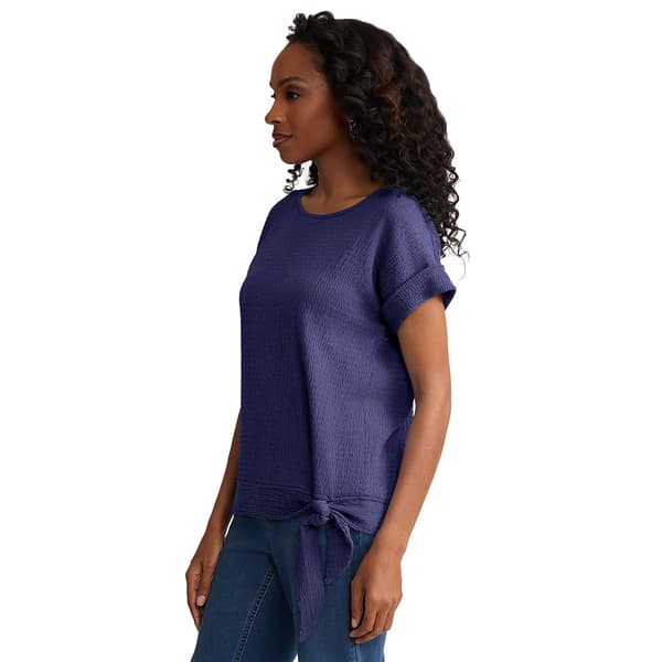 Womens Jones New York Dolman Sleeve Side Tie Crinkle Blouse