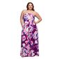 Plus Size 24/7 Comfort Apparel Purple Floral Strapless Maxi Dress - image 2