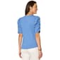 Womens Democracy Short Puff Sleeve V-Neck Ruched Front Blouse - image 2