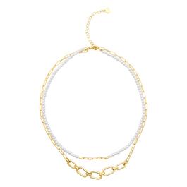 Roman Gold-Tone 2 Layer Graduated Link & Modified Link Necklace
