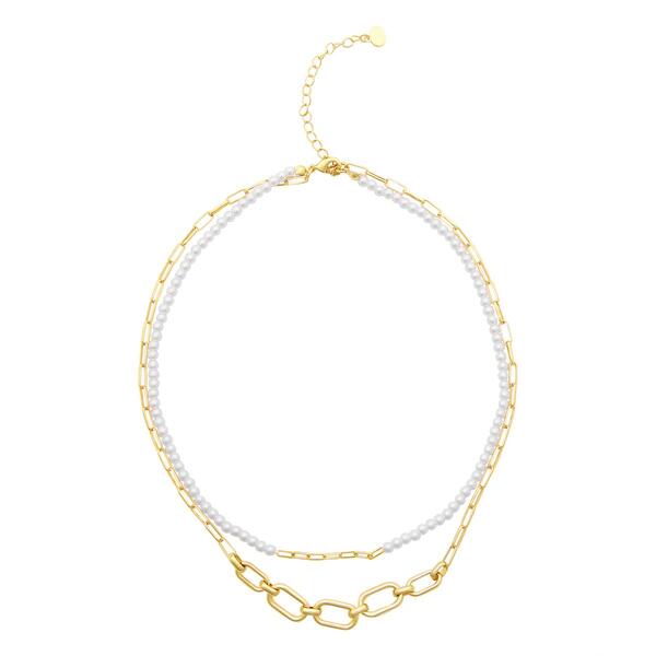 Roman Gold-Tone 2 Layer Graduated Link & Modified Link Necklace - image 