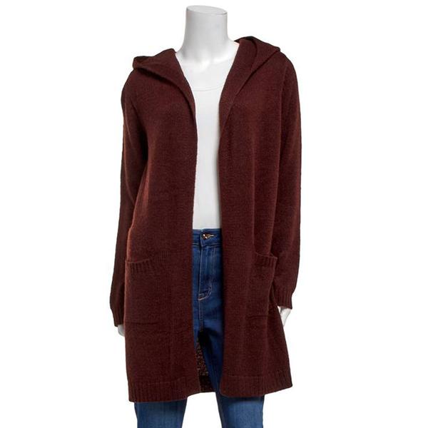 Womens By Design Long Sleeve Solid Two Pocket Hooded Cardigan - image 