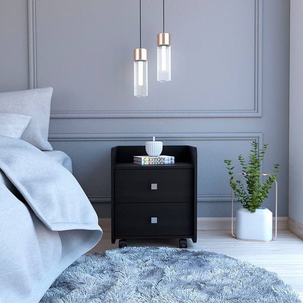 FM FURNITURE York Black Wengue Night Stand