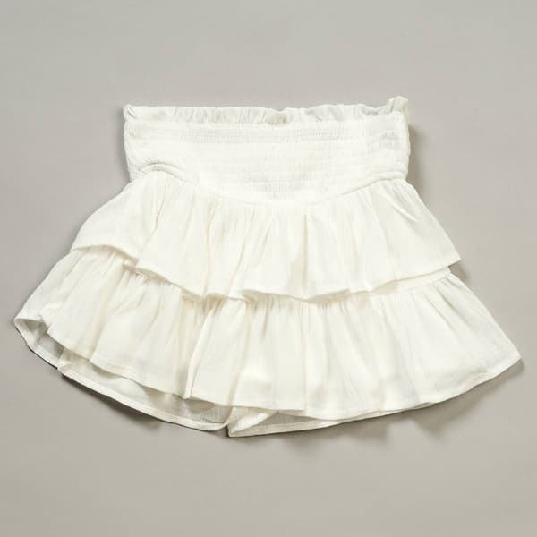 Girls (7-16) No Comment Solid Smocked Tiered Skort - image 