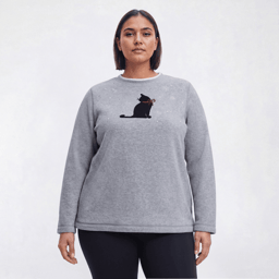 Plus Size Bonnie Evans Christmas Cat Fleece Sweater