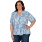 Plus Size Skye’s the Limit Sunny Blue Skies Tie Dye Leaf Blouse - image 3