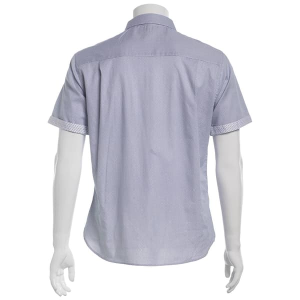 Mens Campia Short Sleeve Cotton Spandex Button Down Shirt-Indigo