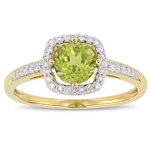 Gemstone Classics™ 10kt. Yellow Gold & Peridot Halo Ring