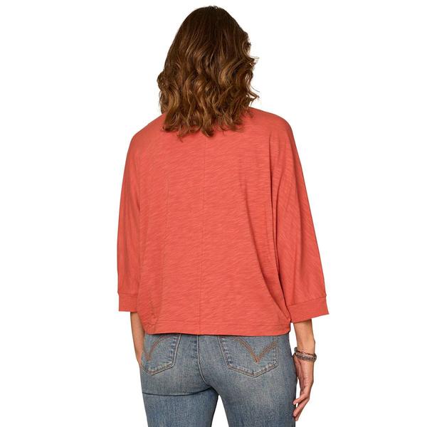 Womens Democracy 3/4 Dolman Sleeve Floral Embroidered Blouse - image 