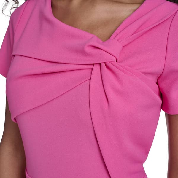 Womens Calvin Klein Short Sleeve Twist Bust Fit & Flare Dress