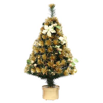 Puleo International 3ft. Gold Ball & Pointsettia Christmas Tree