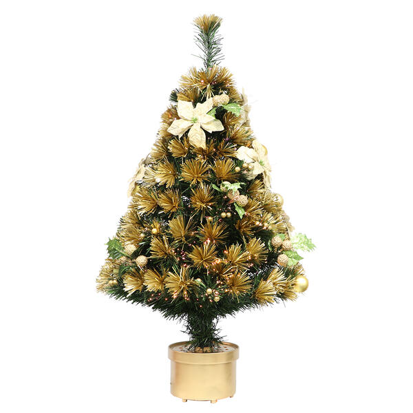 Puleo International Gold Ball & Pointsettia Christmas Tree - image 