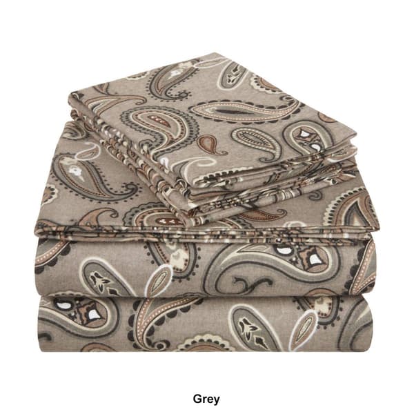 Superior Cotton Flannel Deep Pocket Paisley Sheet Set