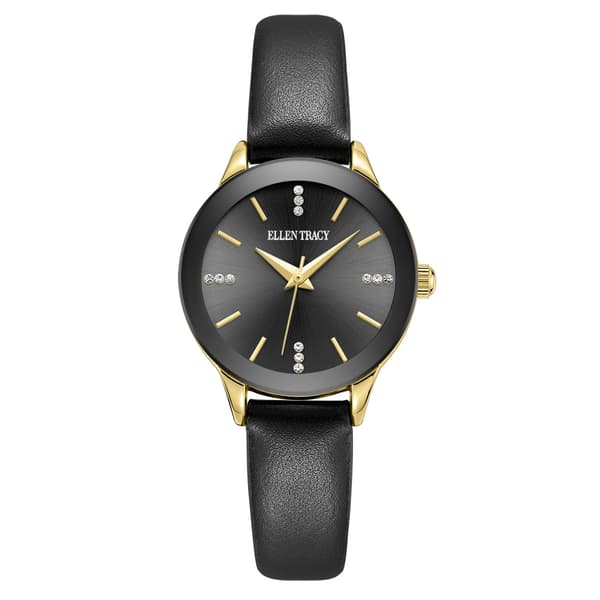 Womens Ellen Tracy Gold-Tone Metal Bezel Strap Watch - ET5462GD - image 