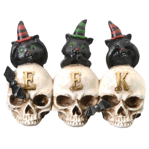 National Tree 5in. EEK Skulls with Black Cats - image 