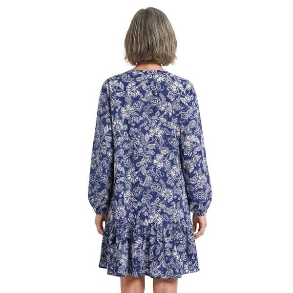 Womens Emily Daniels Long Sleeve Paisley Ruffle Hem Shirtdress