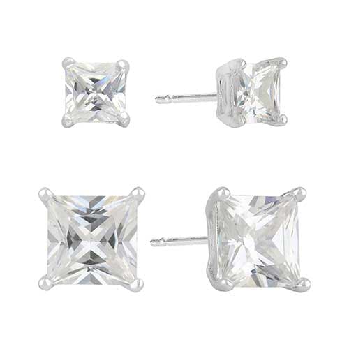 Sunstone 2pr. Sterling Silver Square Stud Earrings Set