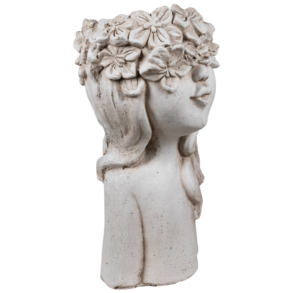 Northlight Lady Head with Flowers Outdoor Garden Planter