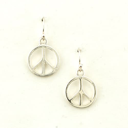 Freedom Nickel Free Silver Peace Sign Drop Earrings