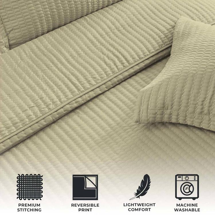 FreshFolds 3pc. Premium Solid Microfiber Quilt Set