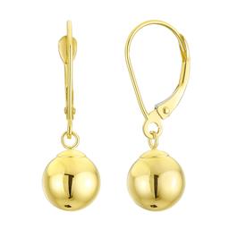 Candela 14kt. Gold Dangle 8mm Ball on Lever Back Earrings